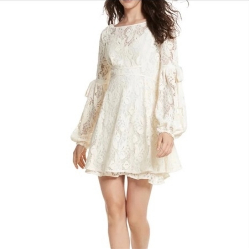 NWT Free People Ruby Lace Mini Dress Cream Ivory Cottagecore US Wmns Size Medium - Picture 8 of 10